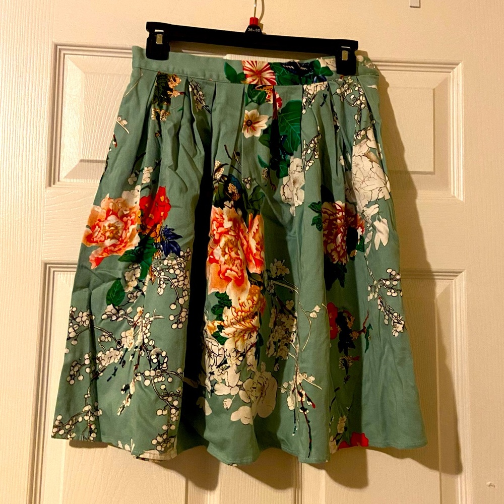 Teal A-Line Skirt, Size S, Brand: Grace Karin
